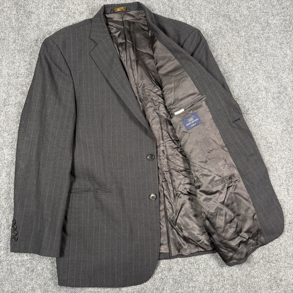🧥 Brooks Brothers 346 Mens Charcoal Pinstripe Wool Stretch Blazer Jacket